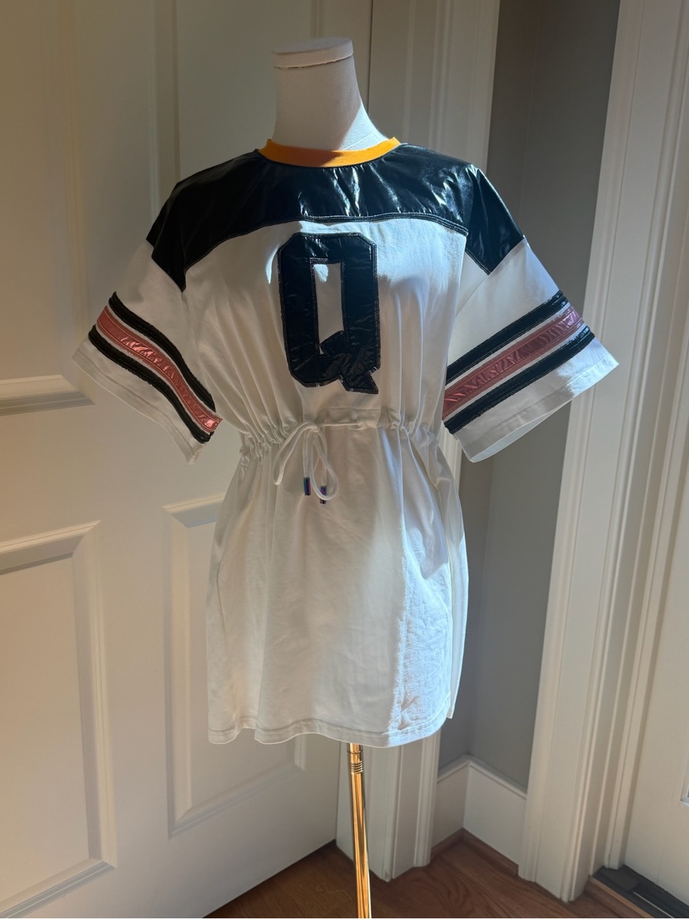 QUEEN OF SPARKLES White Tunic Dress with Black & Orange Cincinnati Bengal